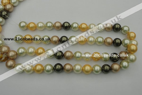 CSB374 15.5 inches 14mm round mixed color shell pearl beads
