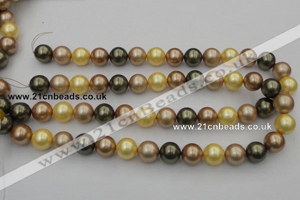 CSB375 15.5 inches 14mm round mixed color shell pearl beads