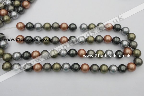 CSB382 15.5 inches 14mm round mixed color shell pearl beads