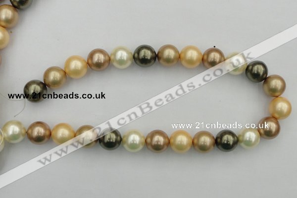CSB394 15.5 inches 16mm round mixed color shell pearl beads