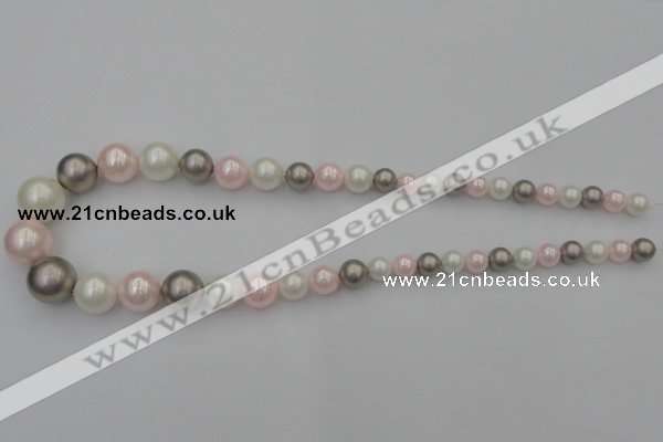 CSB406 15.5 inches 8mm - 16mm round mixed color shell pearl beads