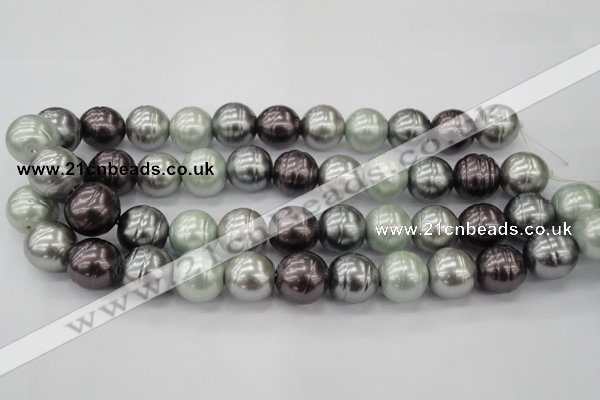 CSB651 15.5 inches 18mm whorl round mixed color shell pearl beads