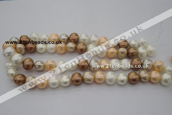 CSB695 15.5 inches 13*15mm oval mixed color shell pearl beads