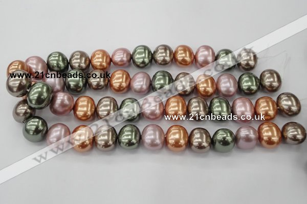 CSB716 15.5 inches 16*19mm oval mixed color shell pearl beads