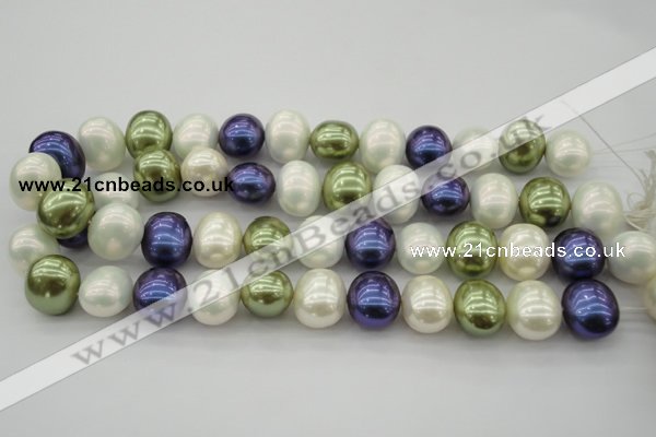 CSB717 15.5 inches 16*19mm oval mixed color shell pearl beads