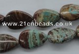 CSD53 15.5 inches 13*18mm flat teardrop dyed stripe jasper gemstone beads