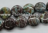 CSD56 15.5 inches 14mm flat round dyed stripe jasper gemstone beads