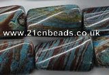 CSD64 15.5 inches 18*30mm twisted rectangle dyed stripe jasper beads