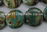 CSD75 15.5 inches 20mm flat round dyed stripe jasper gemstone beads