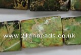 CSE142 18*25mm twisted rectangle dyed natural sea sediment jasper beads