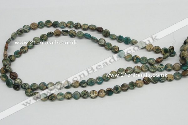 CSE5007 15.5 inches 8mm flat round natural sea sediment jasper beads