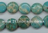 CSE84 15.5 inches 14mm flat round dyed natural sea sediment jasper beads