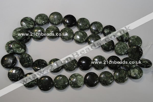 CSH126 15.5 inches 20mm flat round natural seraphinite gemstone beads