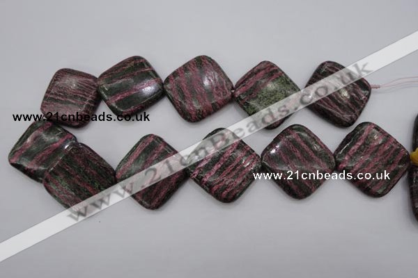 CSJ280 15.5 inches 30*30mm diamond dyed green silver line jasper beads