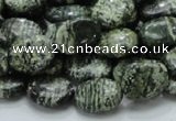 CSJ51 15.5 inches 10*14mm oval green silver line jasper beads