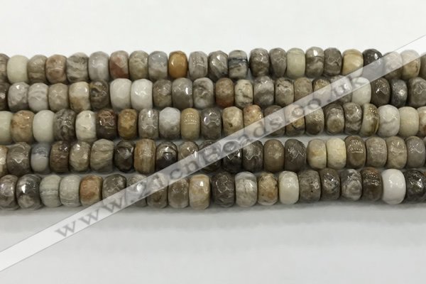 CSL132 15.5 inches 5*8mm faceted rondelle sliver leaf jasper beads