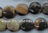 CSN22 15.5 inches 15mm flat round new snake skin jasper beads