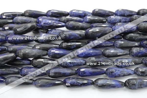 CSO39 15.5 inches 10*30mm faceted teardrop sodalite gemstone beads