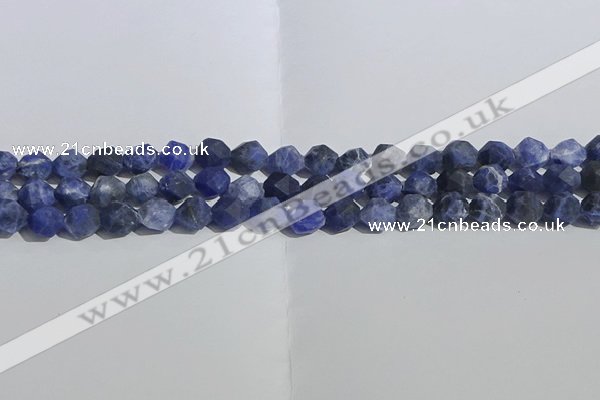 CSO566 15.5 inches 8mm faceted nuggets matte sodalite beads