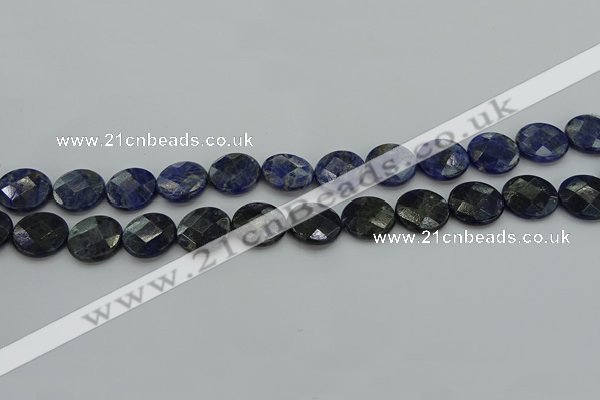 CSO707 15.5 inches 14mm faceted coin sodalite gemstone beads