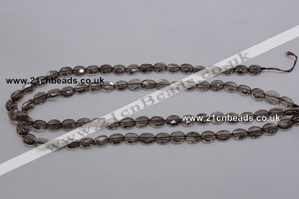 CSQ117 8*10mm facetad oval grade AA natural smoky quartz beads