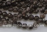 CSQ130 15.5 inches 6mm faceted round grade AA natural smoky quartz beads