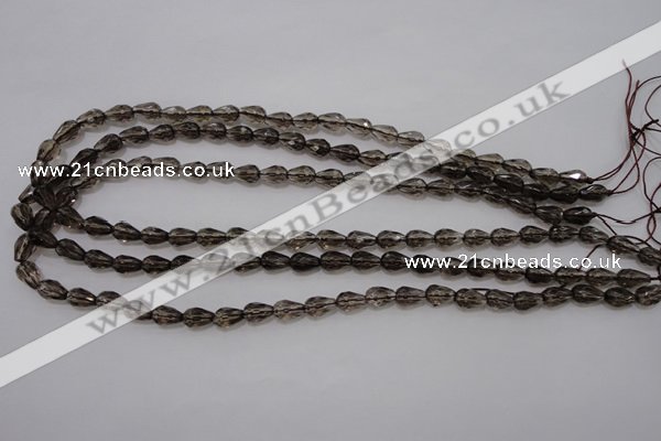 CSQ242 6*10mm faceted teardrop grade AA natural smoky quartz beads