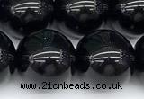 CSQ544 15 inches 14mm round black morion smoky quartz beads