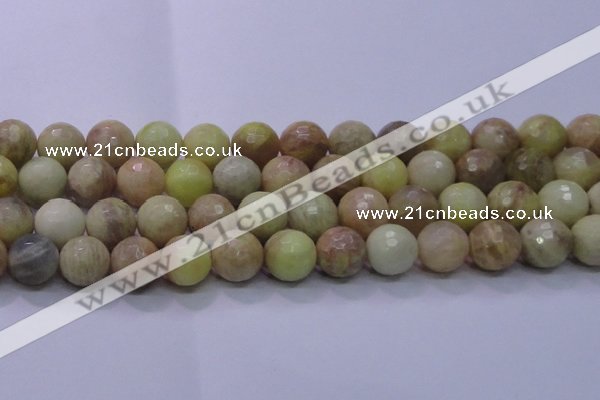 CSS617 15.5 inches 18mm faceted round yellow sunstone gemstone beads