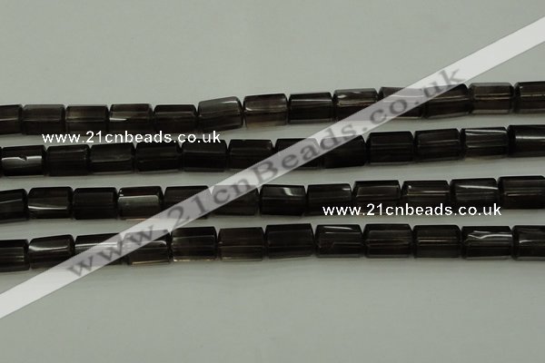 CTB100 15.5 inches 8*12mm faceted tube smoky quartz beads