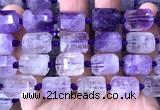 CTB1103 15 inches 12*16mm faceted tube amethyst gemstone beads