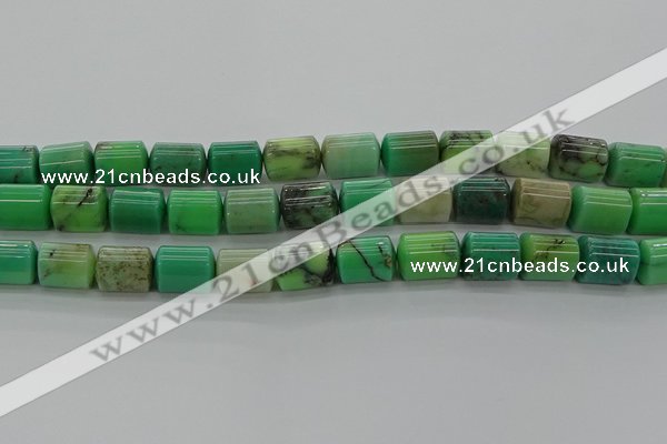 CTB516 15.5 inches 10*13mm triangle grass agate beads wholesale