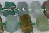 CTB755 6*10mm - 8*12mm faceted tube blue & green kyanite beads