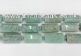 CTB852 13*25mm - 15*28mm faceted flat tube amazonite beads