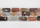 CTB856 13*25mm - 15*28mm faceted flat tube agate beads