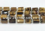 CTB874 13*25mm - 14*19mm faceted tube yellow tiger eye beads