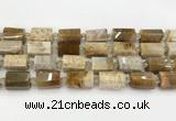 CTB890 15.5 inches 13*25mm - 14*19mm faceted tube fossil coral beads