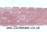 CTB943 15 inches 13*25mm - 14*19mm faceted tube rose quartz beads