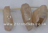 CTD1123 Top drilled 10*22mm - 12*30mm nuggets plated quartz beads