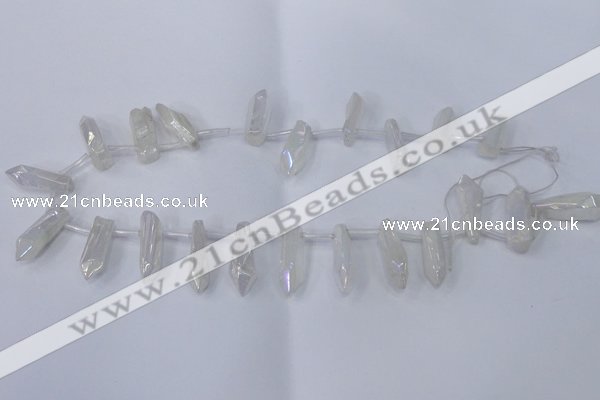 CTD1135 Top drilled 6*20mm - 8*25mm nuggets plated quartz beads