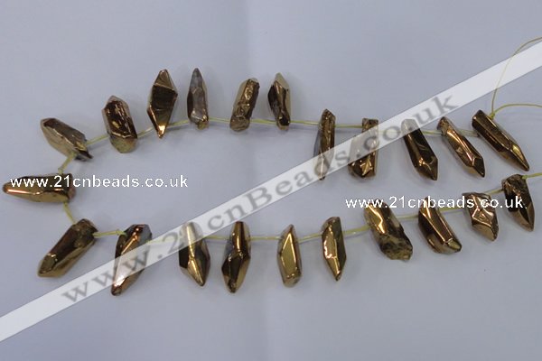 CTD1152 Top drilled 8*20mm - 10*30mm sticks plated quartz beads