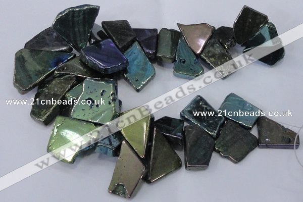 CTD1167 Top drilled 15*25mm - 30*40mm freeform plated agate beads