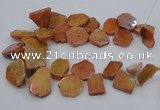 CTD1173 Top drilled 15*25mm - 30*40mm freeform plated agate beads