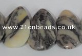 CTD15 Top drilled 22*30mm flat teardrop zebra jasper beads
