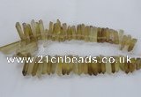 CTD1592 Top drilled 6*20mm - 8*45mm sticks lemon quartz beads