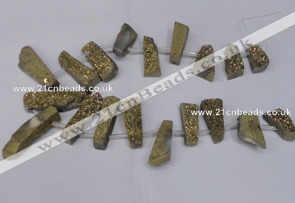 CTD1612 Top drilled 13*25mm - 15*45mm freeform plated druzy quartz beads