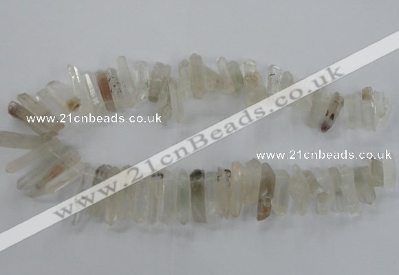 CTD1661 Top drilled 6*18mm - 8*35mm sticks green phantom quartz beads