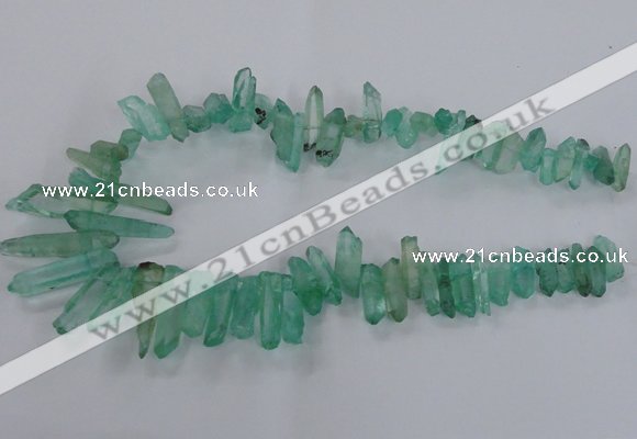 CTD1695 Top drilled 5*15mm - 7*35mm sticks dyed white crystal beads