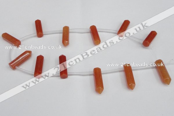 CTD1803 Top drilled 10*30mm - 10*32mm sticks red aventurine beads