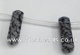 CTD1813 Top drilled 10*30mm - 10*32mm sticks snowflake obsidian beads
